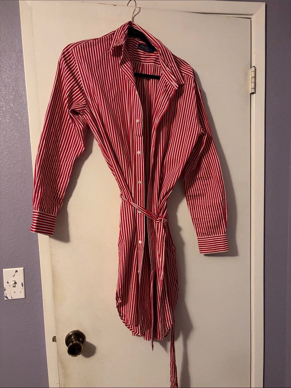 Ralph Lauren Red and White Striped Shirt Dress